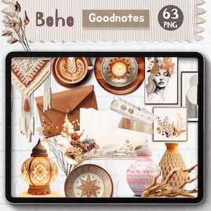 Boho realistische digitale sticker esthetische boho grafisch commercieel gebruik clipart scène maker realistische objecten Boho Instant Download