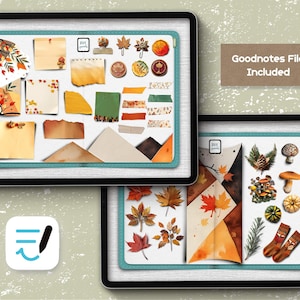 Adesivi digitali realistici autunnali per Goodnotes, adesivi PNG per diario, appunti realistici immagine 7