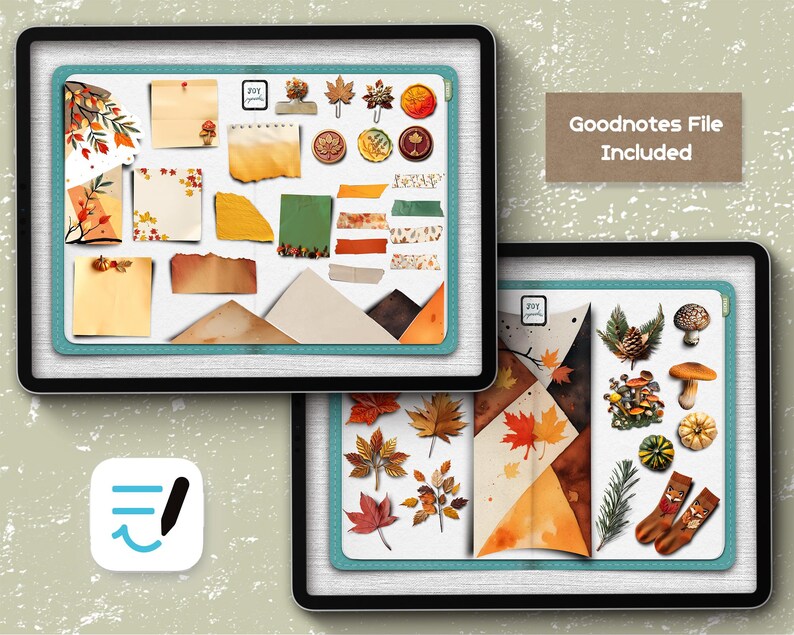 Adesivi digitali realistici autunnali per Goodnotes, adesivi PNG per diario, appunti realistici immagine 7