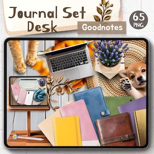 Realistische digitale stickers dagboekset Goodnotes iPad realistische stickers dagboek Moodboard digitaal Bullet Journal Gezellig bureaumodel