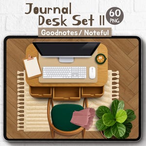 Realistic Digital Stickers: Journal Desk Decoration Set for Goodnotes Ipad Desk Journal, PNG, Noteful