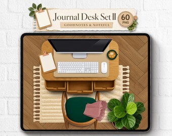 Pegatinas digitales realistas: Set de decoración de escritorio para diario Goodnotes, iPad, PNG, Noteful