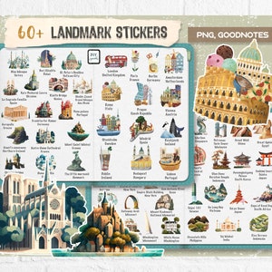 Landmark digitale sticker reissticker stadssticker Landmark Europa OneNote-sticker digitale planner iPad-stickers, voorgesneden Goodnote