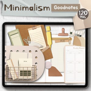 Minimal Realistic Digital Stickers Goodnotes Planner Boho Scene Creator Realistic Objects Essential Digital Sticker Commercial Use Clipart