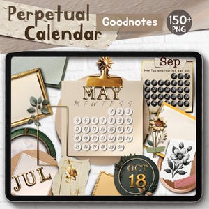 Eeuwigdurende kalender Realistische digitale sticker Eeuwige kalender Goodnotes Aangepaste dagelijkse kalender Scrapbooking Scene Creator Commercieel gebruik