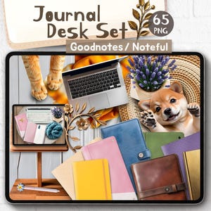 Realistische Digitale Aufkleber: Journal Set für Goodnotes Ipad Schreibtisch Journal, PNG, Noteful Journal Realistische Aufkleber