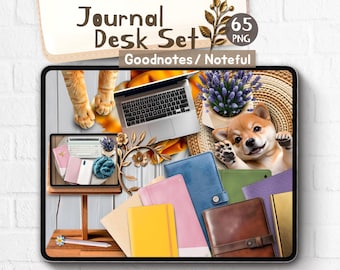 Pegatinas digitales realistas: Set de diario para el diario de escritorio Goodnotes para iPad (PNG), pegatinas realistas de Noteful Journal