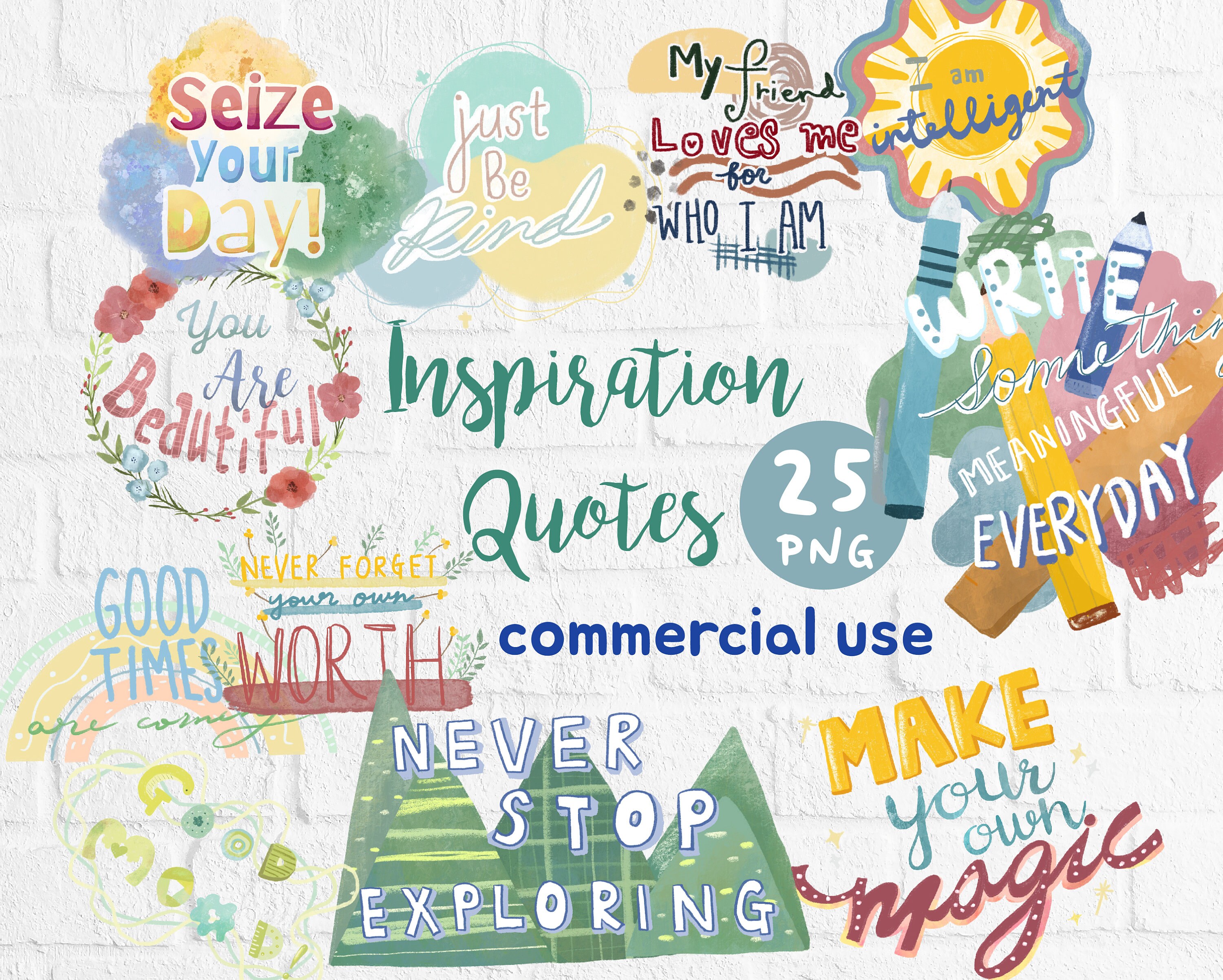 Inspirational Quote Clipart Motivational Quote Clipart PNG Commercial ...