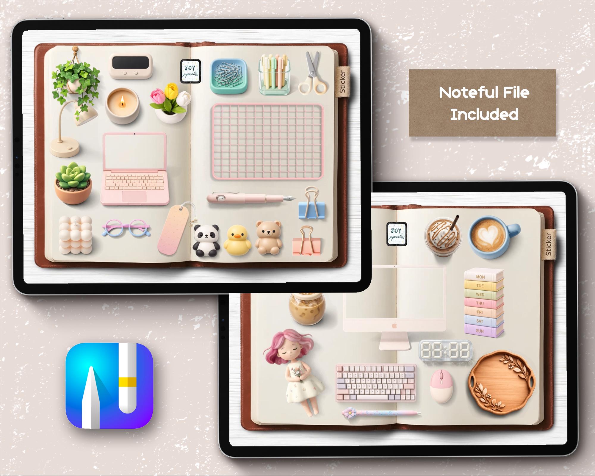 Realistic Sticker Pastel Noteful Stickers, 3D Sticker, Desk Decor ...