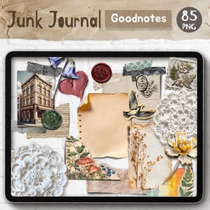 Junk Journal Realistische digitale sticker vintage moodboard digitaal bulletjournal Paper Kit Scene Creator Realistisch vintage digitaal notitieblok