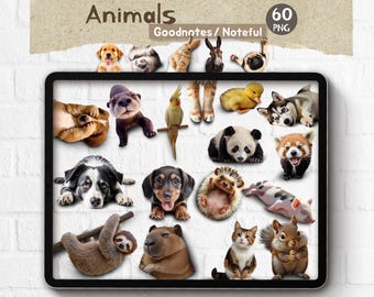 Realistic Digital Sticker Goodnotes, Pet Digital Journal, Scene Creator Animals Realistic Objects PNG Animals Noteful Sticker