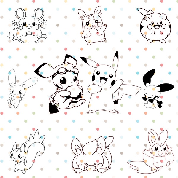Plotter files SVG and PNG format Pokemon Pikachufamily
