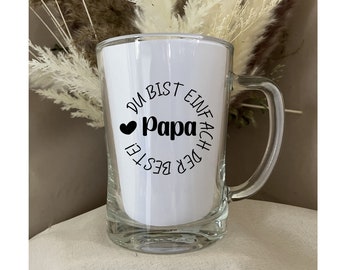 Wunderschöner Glasbierkrug mit verschieden PaPa-Designs