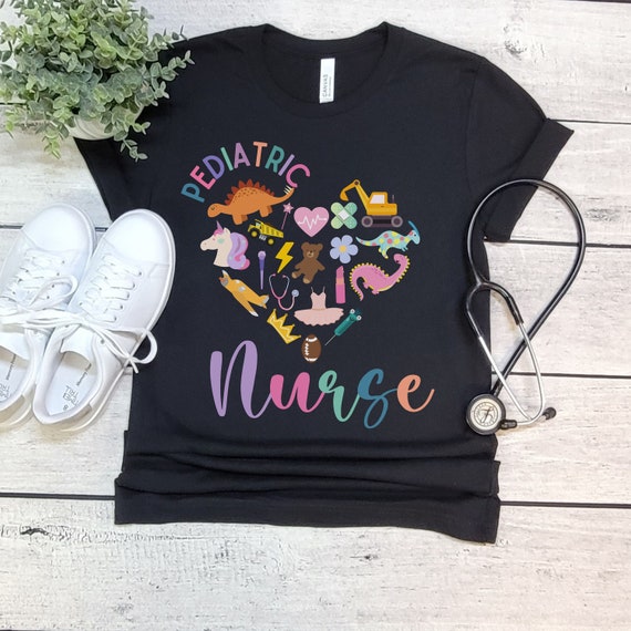 Pediatric Nurse T-Shirt, Cute Colorful Design, RN Gift
