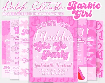 Pink Bachelorette Itinerary Template: Barbie Girl Weekend (Canva, Digital Download)