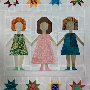 Händchen haltend Papierpuppe Mädchen FPP Muster
