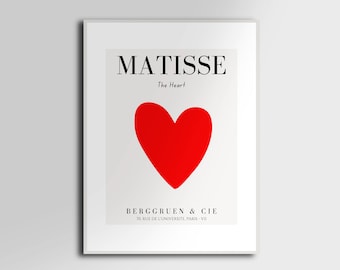 Matisse hartposter, kunst aan de muur, designer muurkunst, schilderij, modern, minimaal, trendy, abstract, liefdesposter, alleen ingelijste prints en prints
