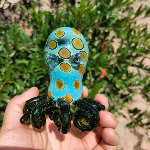 Handmade Unique Glass Pipes Green Octopus Shape Mystery Hand Pipe Pretty Pipes Beautiful Gift