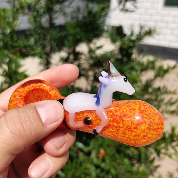 Handmade Unicorn Unique Glass Pipes Horse Mystery Hand Pipe Pretty Pipes Beautiful Gift