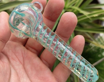 Unique Glass Pipes Blue Striped Handmade Mystery Smoking Hand Pipe Pretty Tobacco Pipes Beautiful Pipes