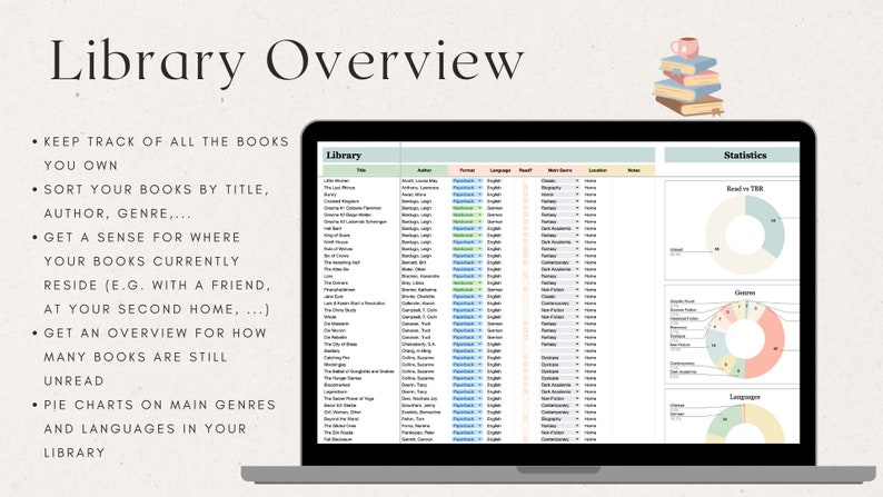 Google Sheets Book Tracker, Reading Log Journal, Audiobook Tracking ...
