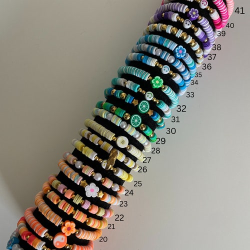 Preppy Clay Bead Bracelet Pack Etsy