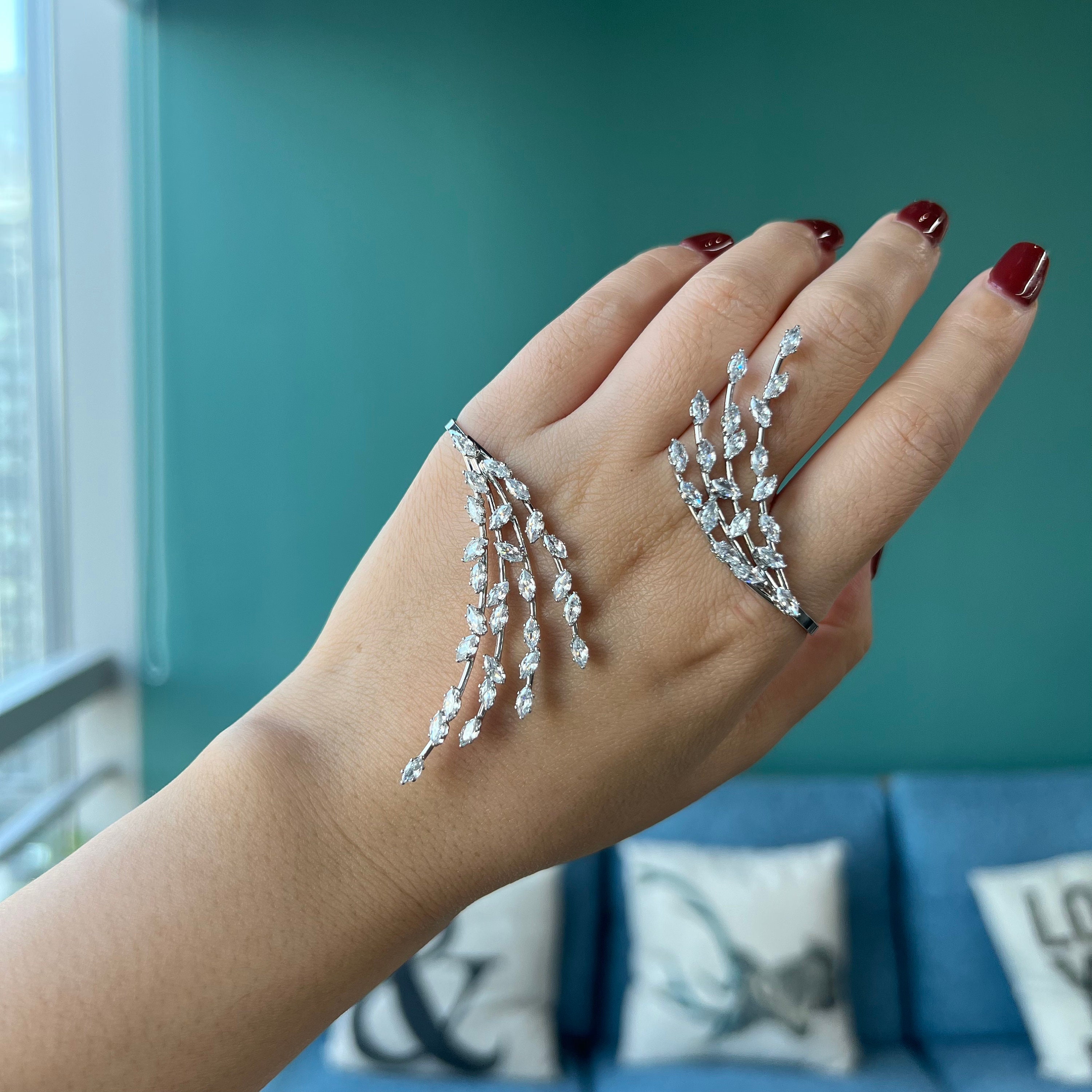 Carnelian Palm Stone Silver Bangle Cuff Bracelet - Made to Order