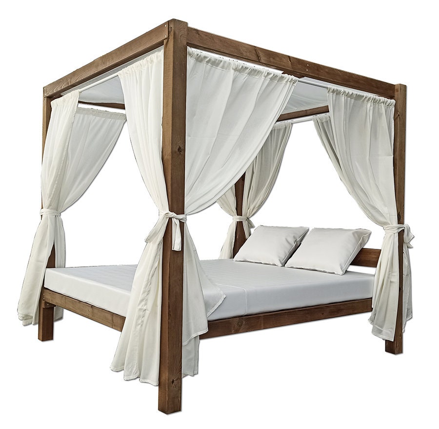 Balinese Wooden Bed With Outdoor Canopy Etsy