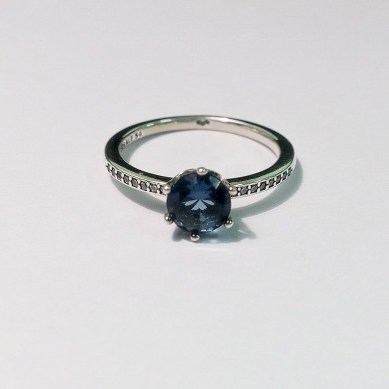 New Pandora Ring Blue Sparkling Crown Solitaire 198289NSWB - Etsy