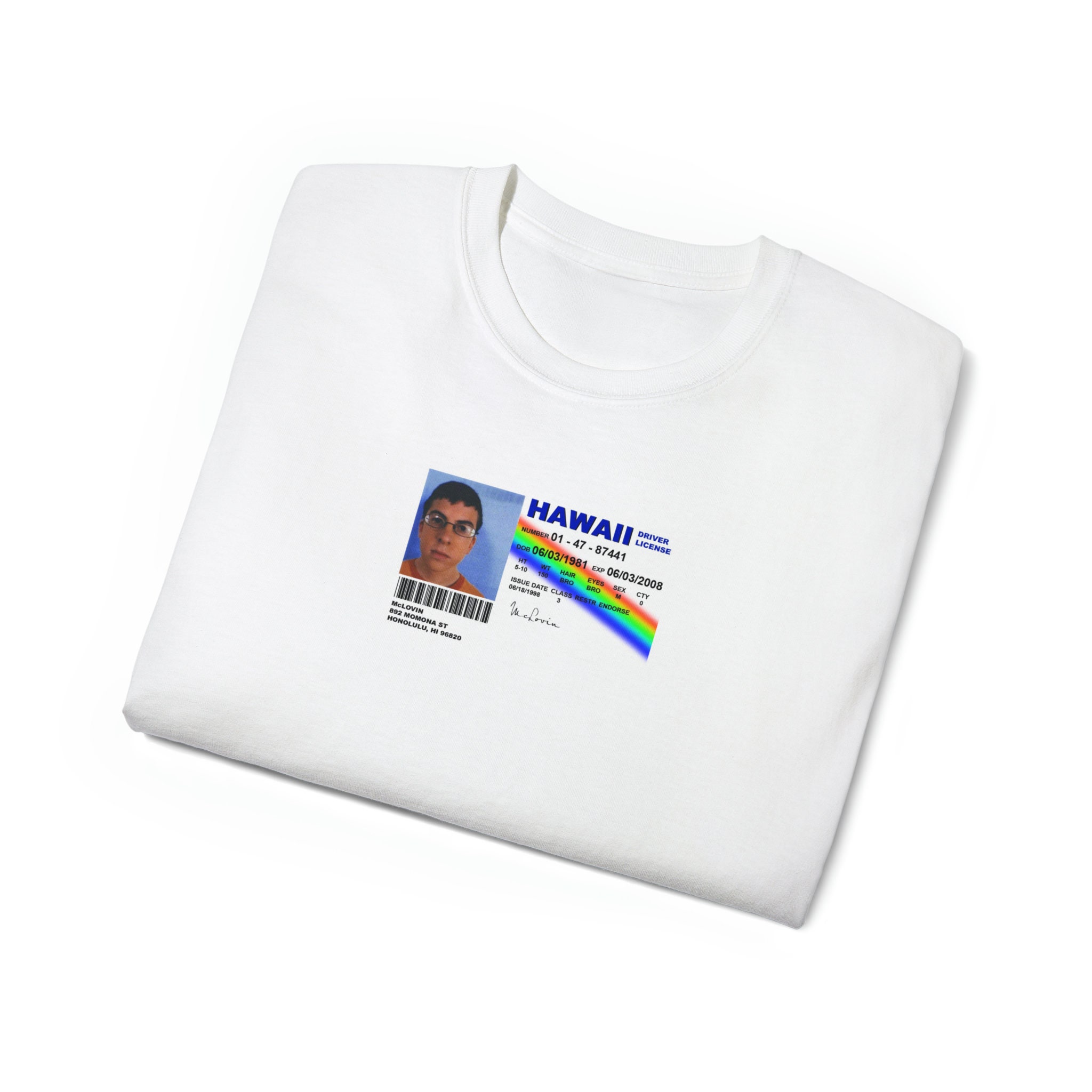 Mens Womens T-Shirt McLovin Cotton Fake Shirt Id Unisex Tee