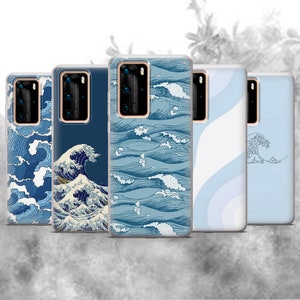 Coque de téléphone Trendy Ocean Wave Housse naturelle pour iPhone 14, 13 12 11 Pro, XR, Samsung A13, S22, S21 FE, A40, A72, A52, Pixel 6a