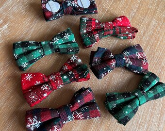 Dog Bow Ties, Christmas Festive Collection, Pet Bow Ties Dog Cat Green, Red, Blue, Snow, Dog Accessories, Xmas, Gift