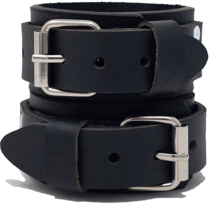 Full Grain Leather Hand & Ankle Cuffs Set Bondage BDSM Wrist Handcuffs