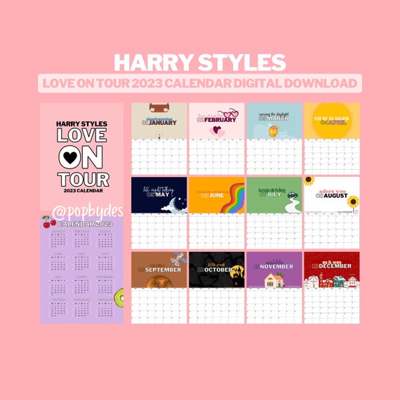 Harry Styles Love on Tour 2023 Calendar Digital Download - Etsy
