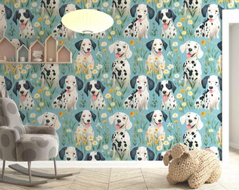 Behang met tekening Dalmatische honden | Peel and Stick-muurschildering kinderkamer