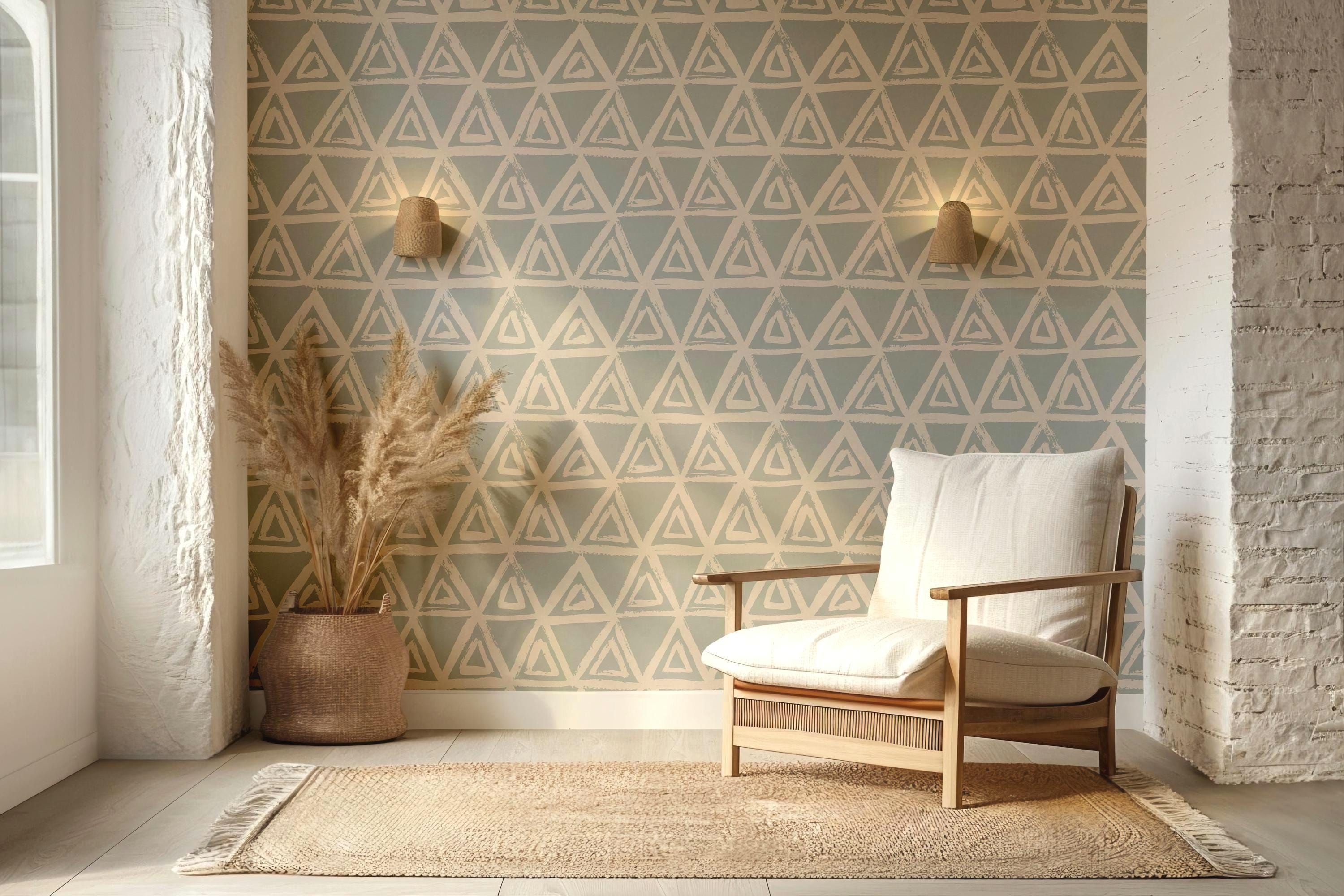 Geometric Triangle Pattern Wallpaper | Minimalist Boho Peel & Stick ...