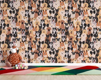 Dog Wallpaper Peel and Stick | Pet Wall Decor | Removable Puppy Pattern Wallpaper | Dog Lover Gift | Pet Lover Gift | Dog Doodle Dog Viszla