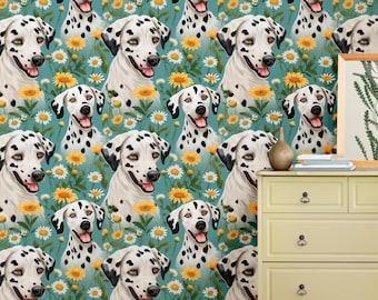 Dalmatische hondenbehang | Muursticker kinderkamerhond patroon | Sticker Madeliefje Peel & Stick