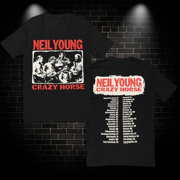 Retro 90's Neil Young Crazy Horse Tour T-Shirt, Gift Fans Music