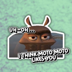 I Think Moto Moto Likes You - Vinyl-Aufkleber für Laptops, Wasserflaschen, Geschenke etc.