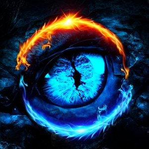 DragonEye 20oz Straight Tumbler Design Wrap Blue Black PNG JPG PDF sublimation fire