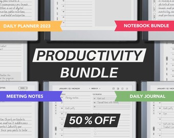 Remarkable 2 Productivity Bundle | Daily Planner 2023 | Meeting Notes |  Digital Notebook | Daily Journal |