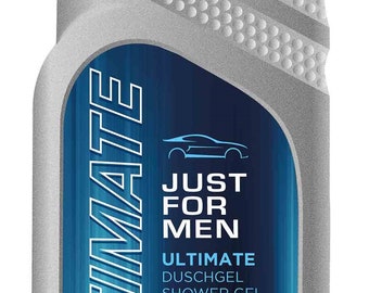 1000ml shower gel "only for real men" in canister silver-colored motor oil gift for men