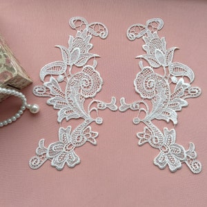 1 Pair Vintage Style Lace Applique, Ivory Lace Flower, Embroidery Motif For Wedding Dress Sew,Bridal Veil Lace Fabric,Wedding Accessories zdjęcie 1