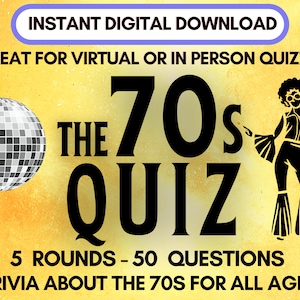 The 70s Quiz, 70s Trivia Questions, Quiz For Birthday Parties