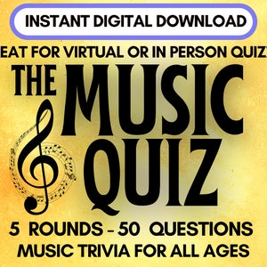 Music Quiz, Fun Music Trivia Questions, Music Lover Quizzes, Classic Pub Quiz Night, General Knowledge, Party Event Game, Games Night