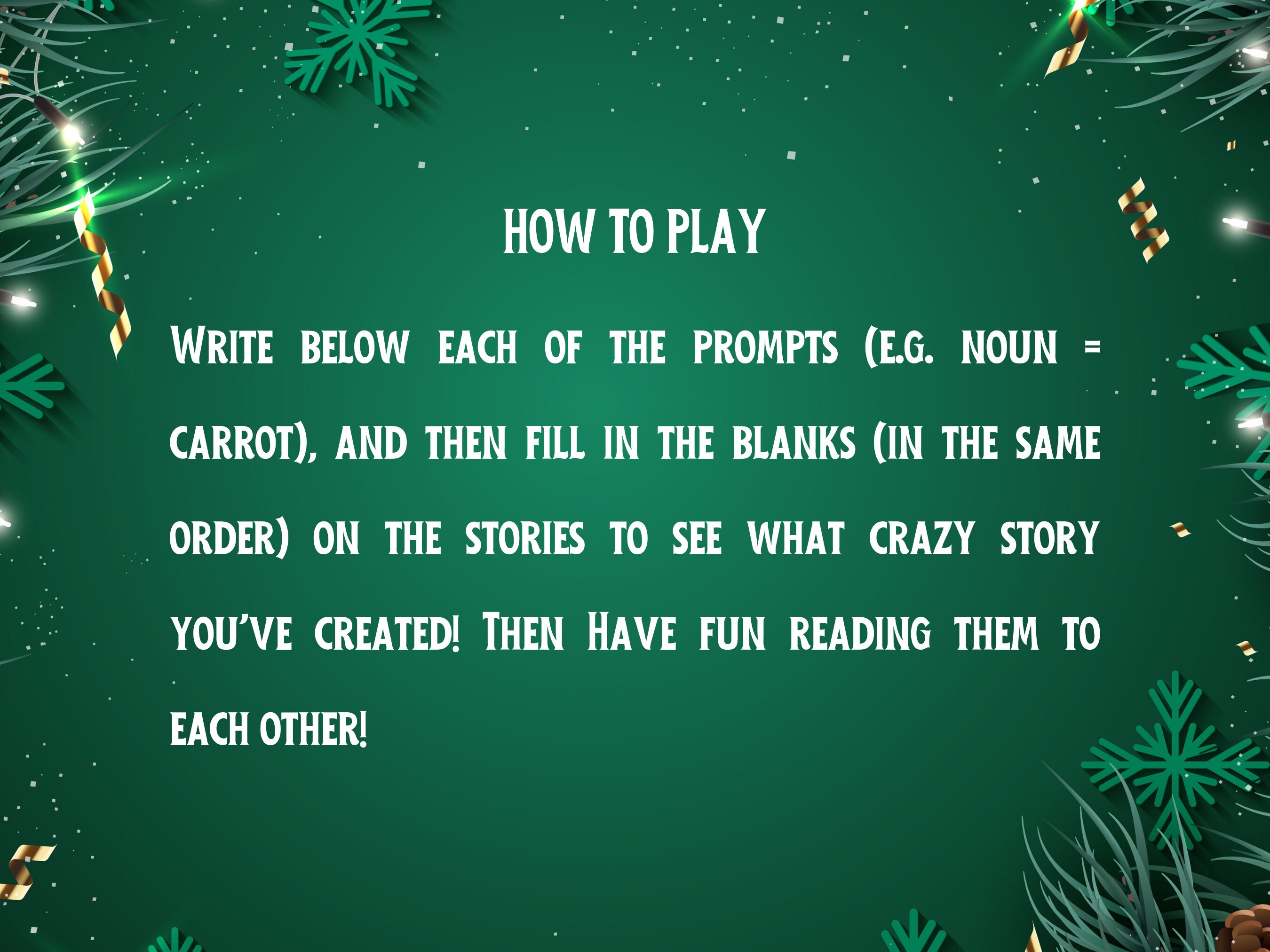 Christmas Mad Libs Printable Game For Kids 3 Children s Christmas Day Story Party Games