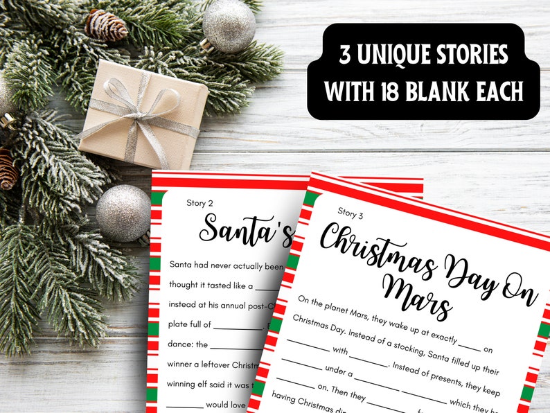 Christmas Mad Libs Printable Game for Kids, 3 Children's Christmas Day ...