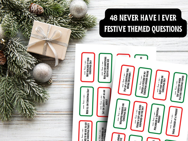 Never Have I Ever Christmas Edition, Printable Drinking Game for Adults ...