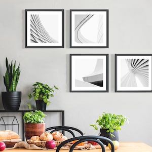 SET OF 4 Minimal Printable Wall Art Geometric Modern Architecture Black and White Printable  A.I Art Simple | SET Minimal